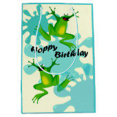 Funny Hoppy Birthday Frog Med Gift Bag Medium Cadeauzakje (Voorkant)