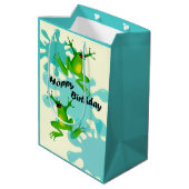 Funny Hoppy Birthday Frog Med Gift Bag Medium Cadeauzakje (Achterkant Gekanteld)