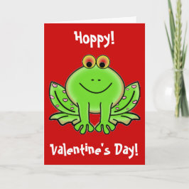Funny Hoppy Valentijnsdag Frog Pink Hearts Feestdagen Kaart