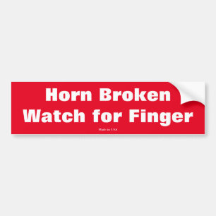 Funny Horn Broken Watch for Finger Bumpersticker