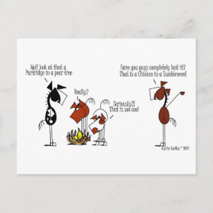 Funny Horse and Chicken Cartoon Briefkaart