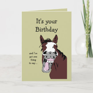 Funny Horse Birthday Cartoon Romantic Gekke Kaart