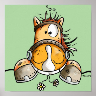 Funny Horse Cartoon Poster