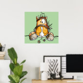 Funny Horse Cartoon Poster (Thuiskantoor)