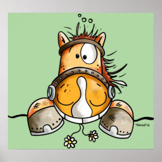 Funny Horse Cartoon Poster