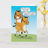 Funny Horse Riding Horse Happy Jubileum Kaart (Gele Bloem)