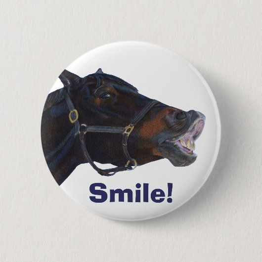 Funny Horse Smile Button (Voorkant)