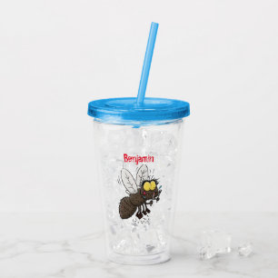 Funny horsefly insect cartoon acryl drinkbeker