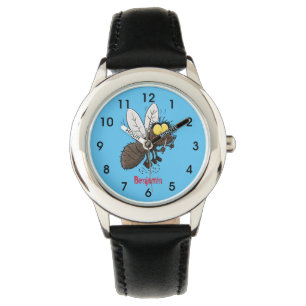 Funny horsefly insect cartoon horloge