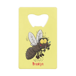 Funny horsefly insect cartoon kredietkaart flessenopener