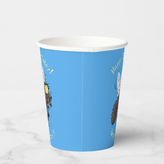 Funny horsefly insect cartoon papieren bekers (Rechts)
