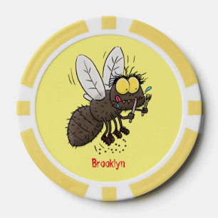 Funny horsefly insect cartoon poker chips