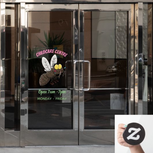 Funny horsefly insect cartoon raamsticker (Kantoordeur)