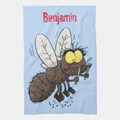 Funny horsefly insect cartoon theedoek (Verticaal)