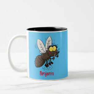 Funny horsefly insect cartoon tweekleurige koffiemok