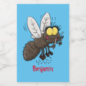 Funny horsefly insect cartoon voedselcontainer etiket (Enkel label)