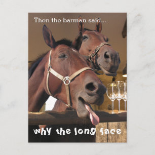 Funny Horses Long Face Animal Caption Briefkaart