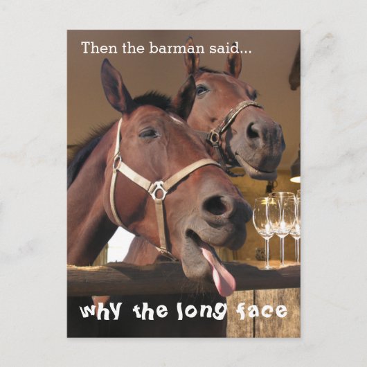 Funny Horses Long Face Animal Caption Briefkaart (Voorkant)