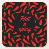 Funny Hot Chili Pepper patterned Vierkante Kartonnen Onderzetter (Voorkant)
