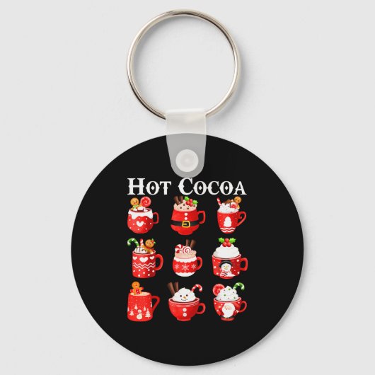 Funny Hot Cocoa Santa Elf C Merry Christmas Pajama Sleutelhanger (Voorkant)