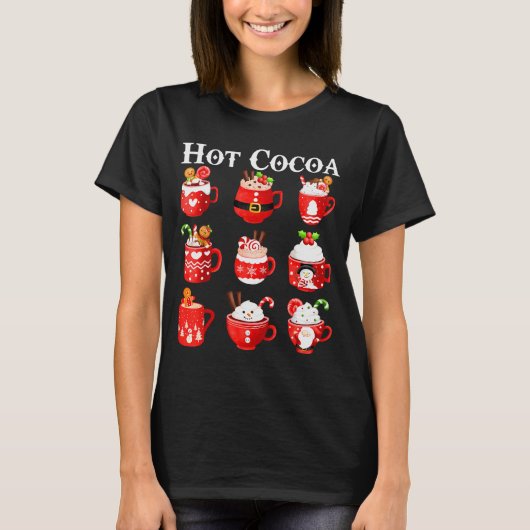 Funny Hot Cocoa Santa Elf C Merry Christmas Pajama T-shirt (Voorkant)