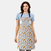 Funny Hot Dog BBQ Pattern Custom Chef Name Text Ap Schort (Gedragen)
