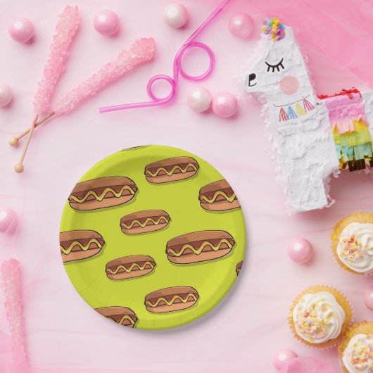 Funny Hot Dog Food Design Papieren Bordje (Feest)
