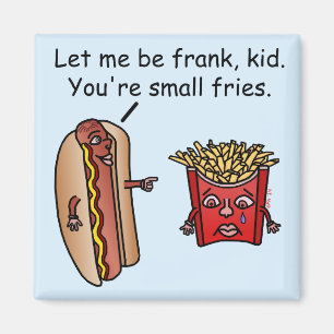 Funny Hot Dog French Fries Food Pun Magneet