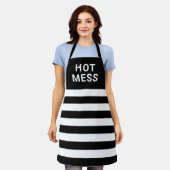 Funny Hot Mess Black White Striped Schort (Gedragen)