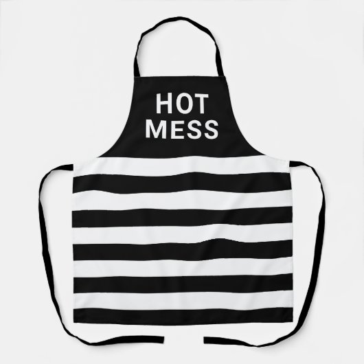 Funny Hot Mess Black White Striped Schort (Voorkant)