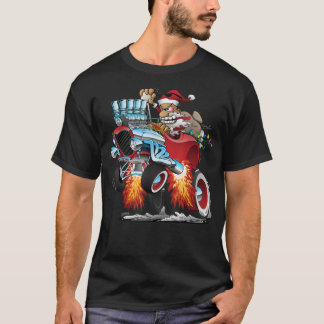 Funny Hot Rod Santa Claus kerstvakantieauto T-shirt