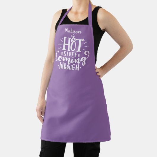 Funny Hot Stuff Typografie Paars Schort (Insitu)