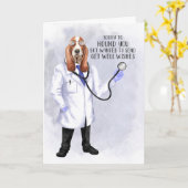 Funny Hound Dog Doctor Humor Kaart (Gele Bloem)