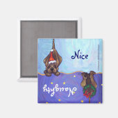 Funny Hound Dog Naughty Nice Holiday Magnet Magneet (Voorkant / Achterkant)