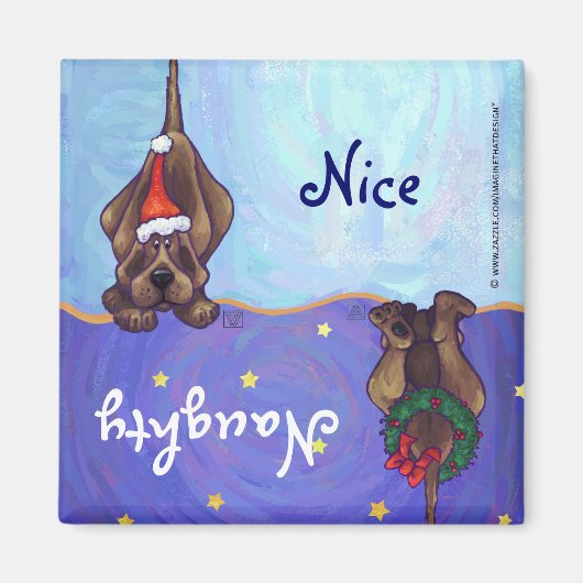 Funny Hound Dog Naughty Nice Holiday Magnet Magneet (Voorkant)