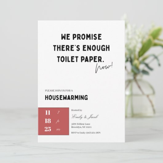 Funny Housewarming Invitation • Toilet Paper Quote Kaart (Staand voorkant)