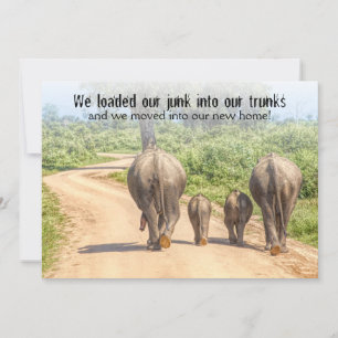Funny Housewarming Open House Elephants Moved Kaart