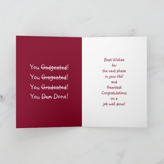 Funny Humor Gefeliciteerd Afstuderen Afstuderen Kaart (Binnen)