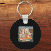 Funny Humor Retro Thanksgiving Family Dysfunction  Sleutelhanger (Voorkant)