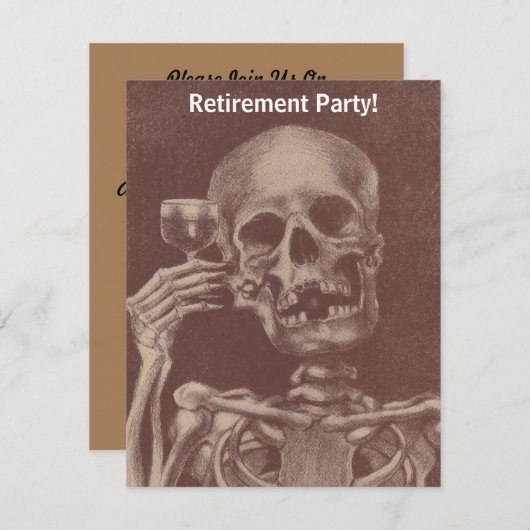 Funny Humor skeleton Retirement Party Invitations Kaart (Voorkant / Achterkant)