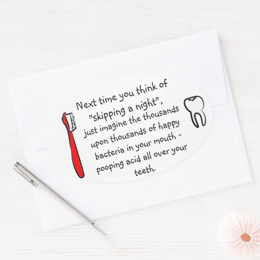 Funny Humour dentaire - autocollant ovale (Enveloppe)