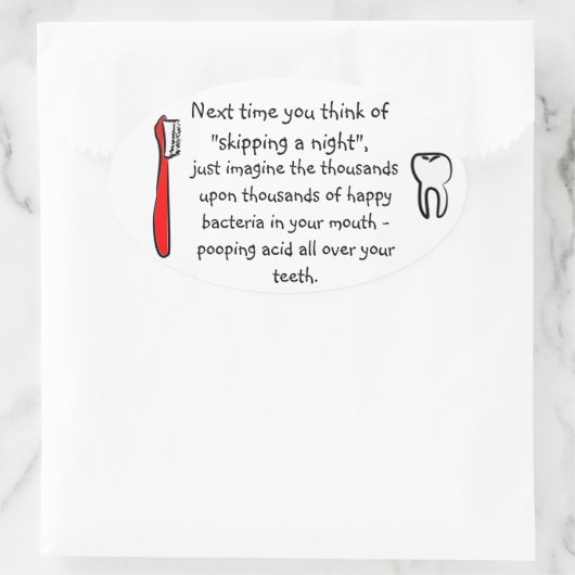 Funny Humour dentaire - autocollant ovale (Sac)