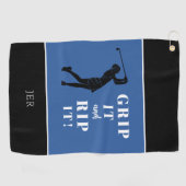 Funny Humoureuze dames Golf grip rip Blue Black Golfhanddoek (Horizontaal)