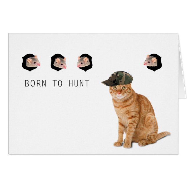 Funny Hunter Cat Card (Voorkant Horizontaal)