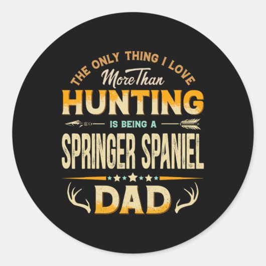 Funny Hunting Vaderdag - Springer Spaniel Papa Ronde Sticker (Voorkant)