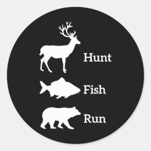 Funny Hunting Vist Hunt Fish Run Beer Gift Ronde Sticker