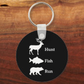 Funny Hunting Vist Hunt Fish Run Beer Gift Sleutelhanger (Voorkant)