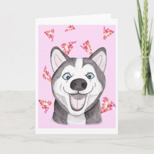 Funny Husky Card Super Happy Husky Birthday Card Kaart