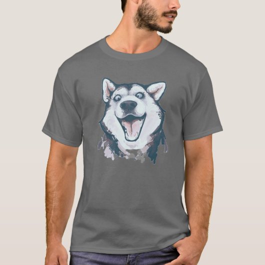 Funny Husky Face T-shirt (Voorkant)