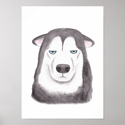 Funny Husky Poster Husky Dog Print Funny Dog face (Devant)